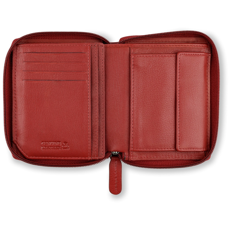 Дамски кожен портфейл Bugatti Banda Vertical Zip Wallet, червен 49 1334 16