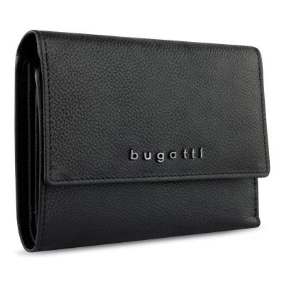 Дамски кожен портфейл Bugatti Bella Ladies Flip Wallet, RFID защита, черен 49 4823 01