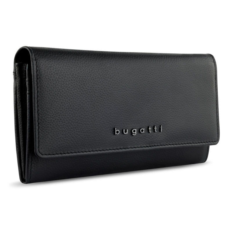 Дамски кожен портфейл Bugatti Bella Ladies Flip Long Wallet, RFID защита, черен 49 4824 01