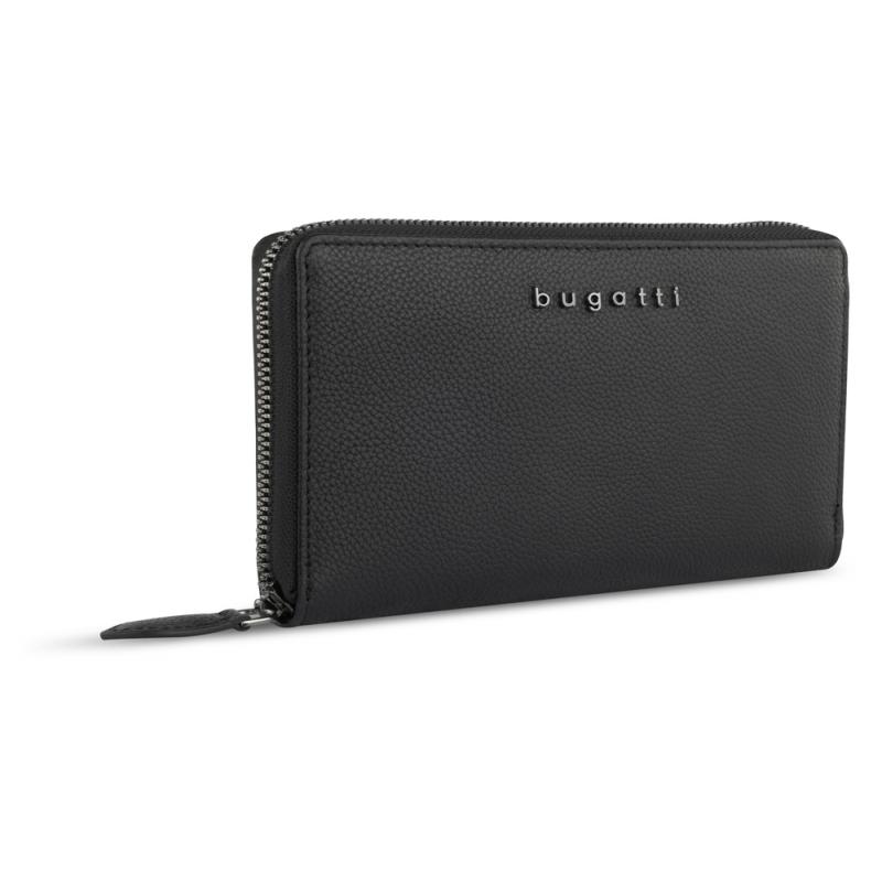 Дамски кожен портфейл Bugatti Bella Ladies Long Zip Wallet, RFID защита, черен 49 4822 01