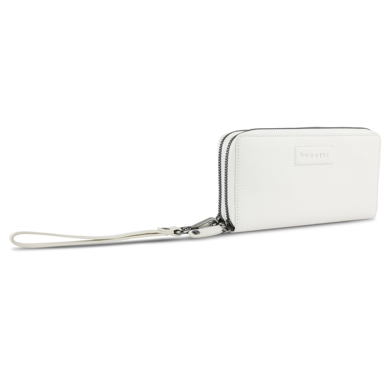 Дамски кожен портфейл Bugatti Elsa Long Double Zip Wallet, бял 49 4629 40