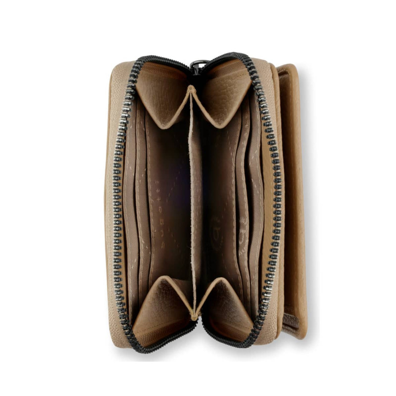 Дамски кожен портфейл Bugatti Elsa Zip Wallet, бежов 49 4623 54