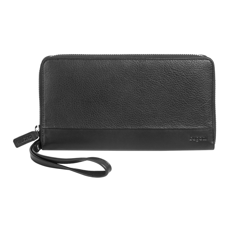 Кожен портфейл Bugatti Atlanta хоризонтален, с каишка, черен 49 3211 01