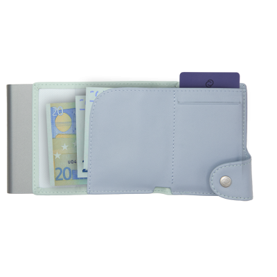 Картодържател C-SECURE XL с портфейл и монетник, Aqua/ Ice/ Grey cardholder XL-COIN-WCH001-LGR-LBL-GY