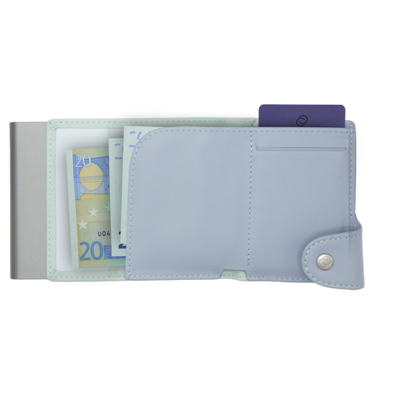 Картодържател C-SECURE XL с портфейл и монетник, Aqua/ Ice/ Grey cardholder XL-COIN-WCH001-LGR-LBL-GY