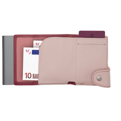 Картодържател C-SECURE XL с портфейл и монетник, Cherry/ Blush/ Grey cardholder XL-COIN-WCH001-PI-LPI-GY
