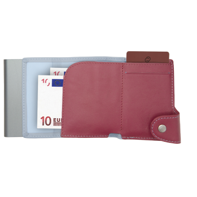 Картодържател C-SECURE XL с портфейл и монетник, Ice/ Cherry/ Grey cardholder XL-COIN-WCH001-LBL-PI-GY