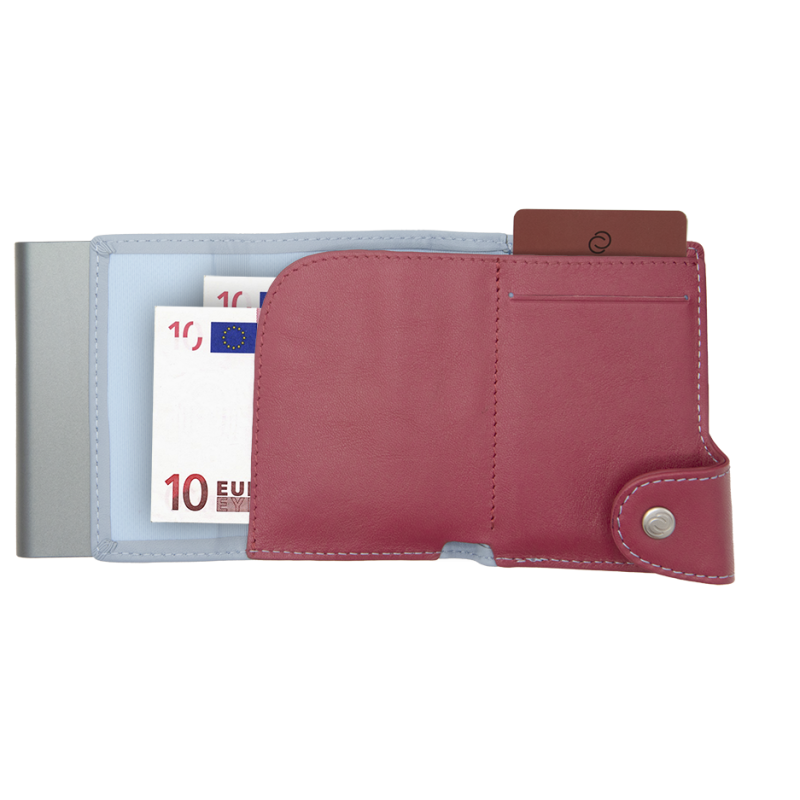 Картодържател C-SECURE XL с портфейл и монетник, Ice/ Cherry/ Grey cardholder XL-COIN-WCH001-LBL-PI-GY