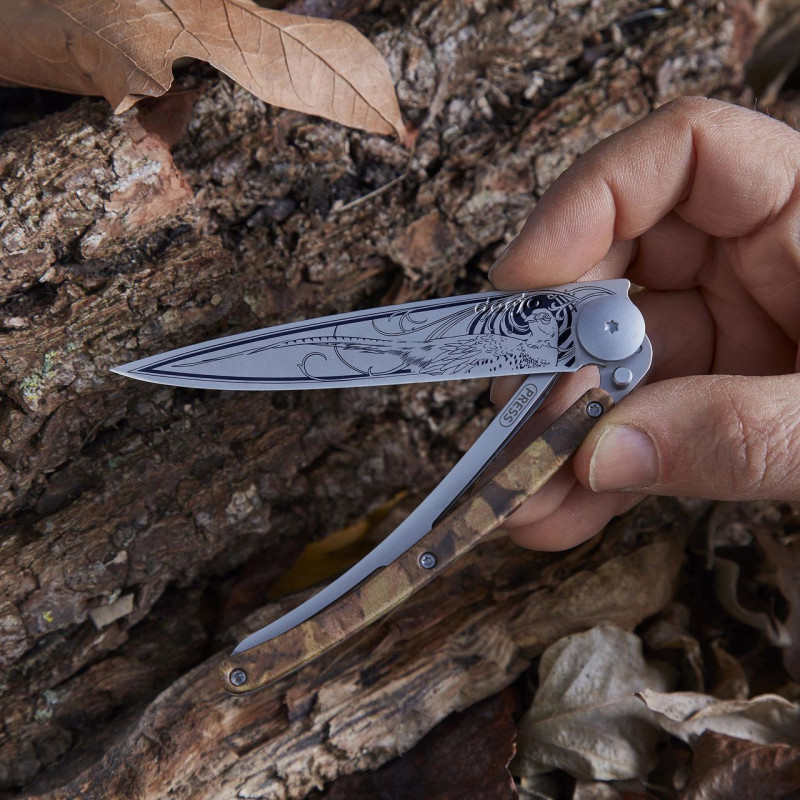 Джобен нож Deejo 37g, Brown Camo / Pheasant 1CM000023