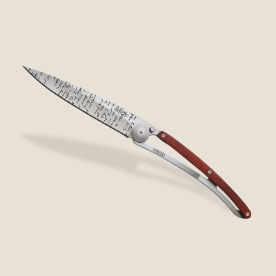 Джобен нож Deejo 37g, Coral wood / Manuscript 1CB000055