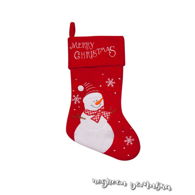 Коледен чорап със снежен човек "Merry Christmas"