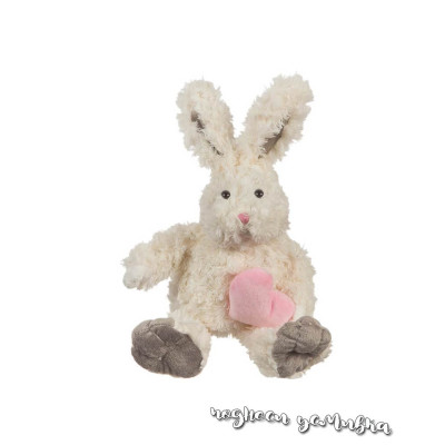 Плюшено зайче с розово сърце 25см