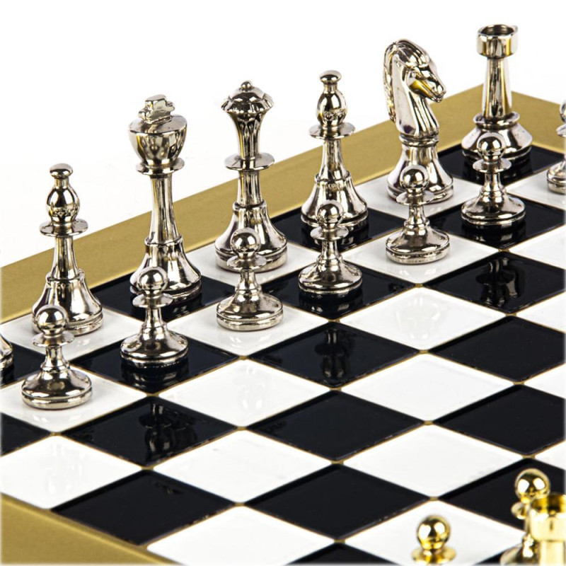 Луксозен месингов шах Manopoulos Metal Staunton Black/Gold, 36x36