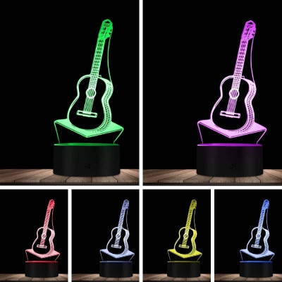 Нощна лампа с 3D LED Китара - 7 цвята светлина GLBB043 Нощна лампа с 3D LED Китара - 7 цвята светлина