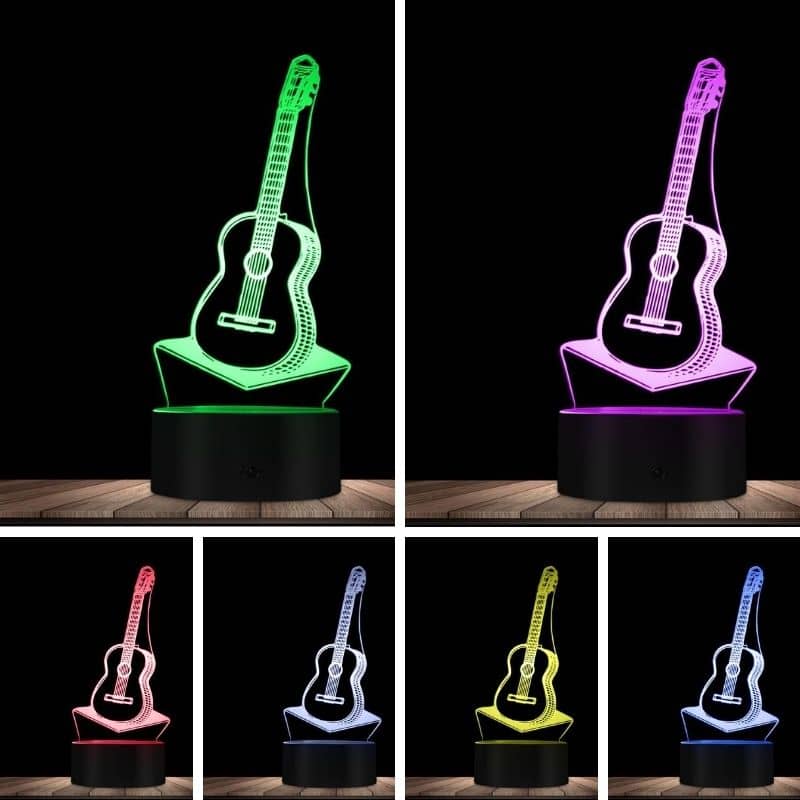 Нощна лампа с 3D LED Китара - 7 цвята светлина GLBB043 Нощна лампа с 3D LED Китара - 7 цвята светлина