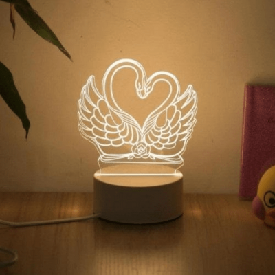 Нощна лампа с 3D LED Лебеди