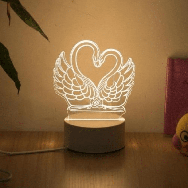 Нощна лампа с 3D LED Лебеди