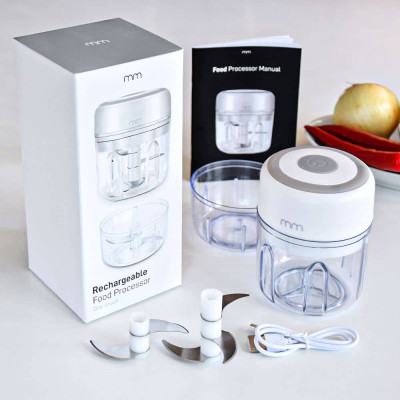 Кухненски мини чопър с две купи и USB зареждане MM05086 Кухненски мини чопър с две купи и USB зареждане