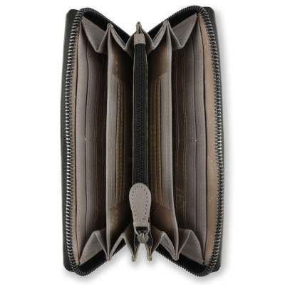 Дамски кожен портфейл Bugatti Bella Ladies Long Zip Wallet, RFID защита, таупе