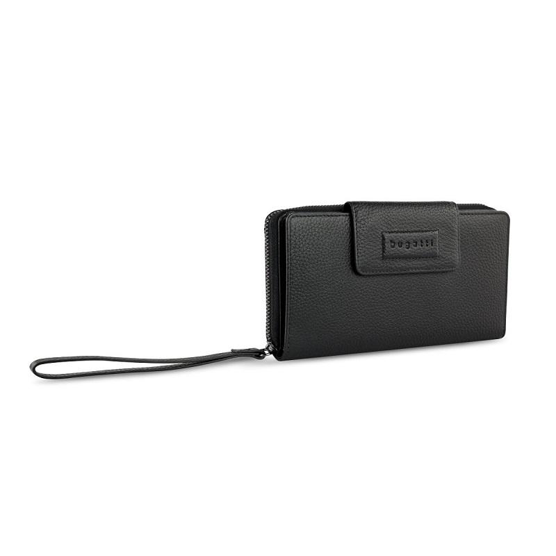 Дамски кожен портфейл Bugatti Elsa Long Zip Wallet, черен