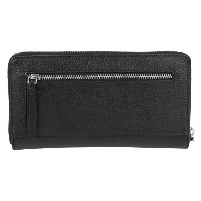 Дамски кожен портфейл Bugatti Linda 18CC, eстествена кожа, черен