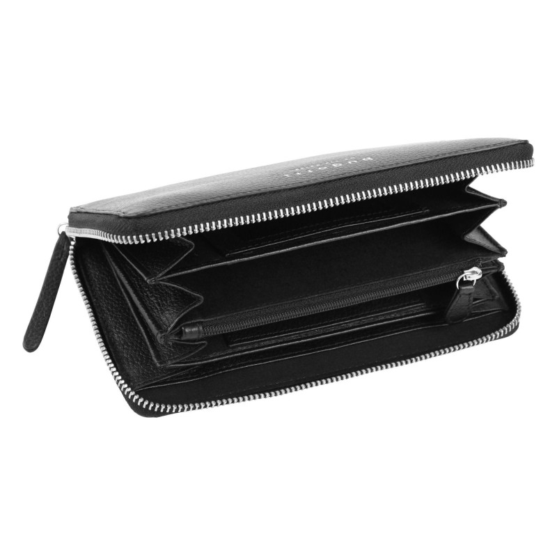 Дамски кожен портфейл Bugatti Linda 18CC, eстествена кожа, черен