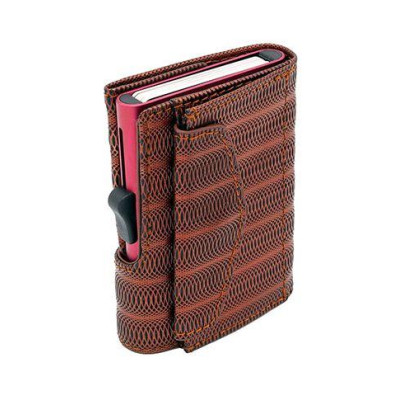 Картодържател C-SECURE XL с портфейл и монетник, Red Metallic leather