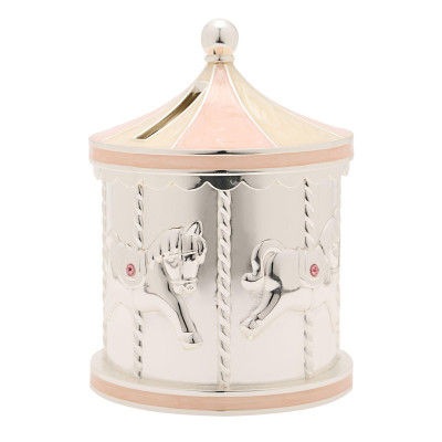 Касичка Bambino Carousel, посребрена, розова