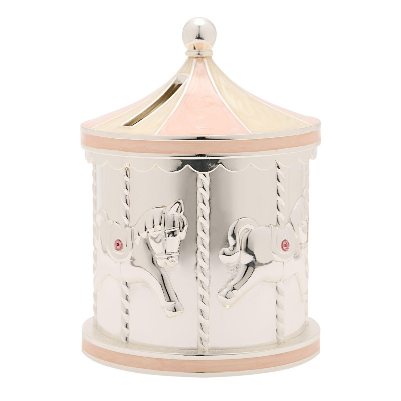 Касичка Bambino Carousel, посребрена, розова