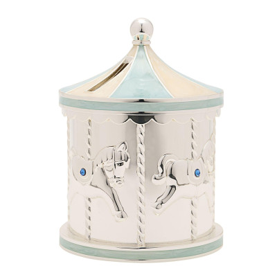 Касичка Bambino Carousel, посребрена, синя