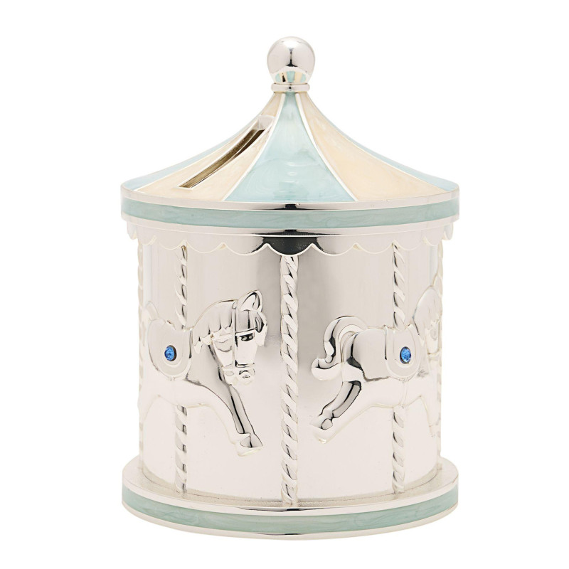 Касичка Bambino Carousel, посребрена, синя