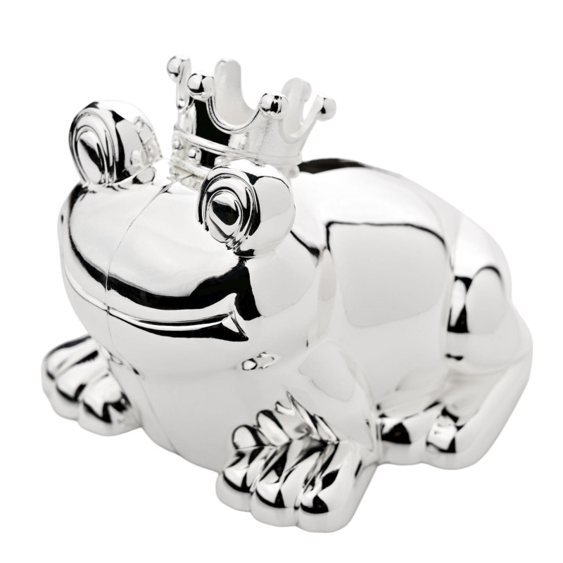 Касичка Bambino Frog with Crown, посребрена