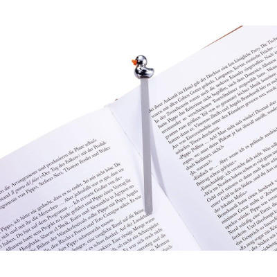 Разделител за книги Troika-BOOKMARK DUCK, сребрист