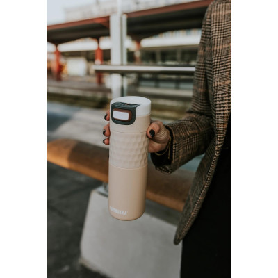 Термочаша от неръждаема стомана Kambukka Etna Grip с термокапак 3 в 1 Snapclean®, 500 мл, Barely Beige