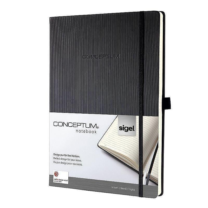 Бележник Sigel - CONCEPTUM, A4, на редове, твърди корици, черен