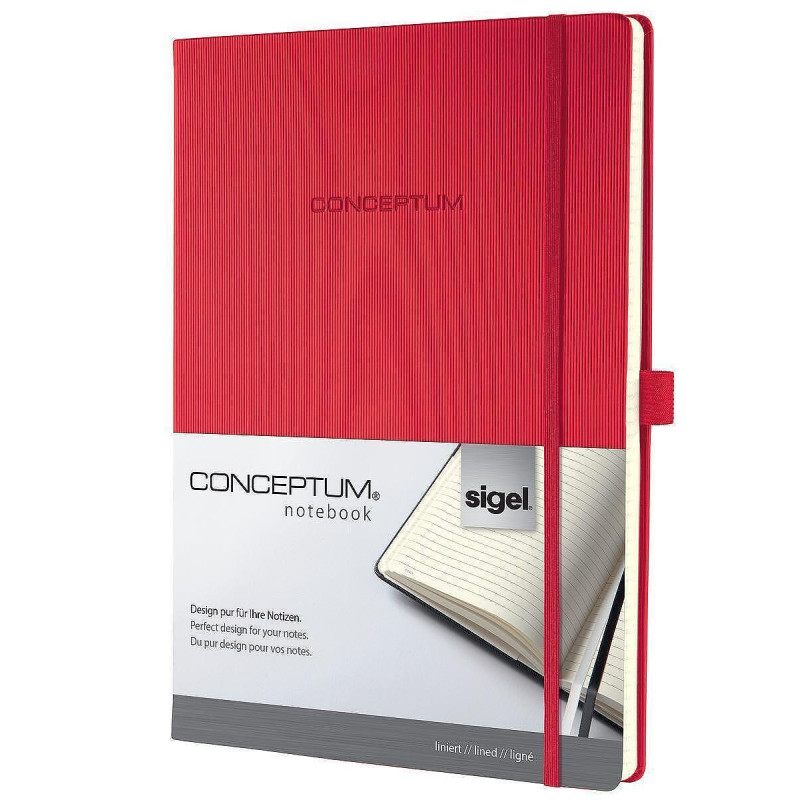 Бележник Sigel - Conceptum, A4, на редове, твърди корици, червен