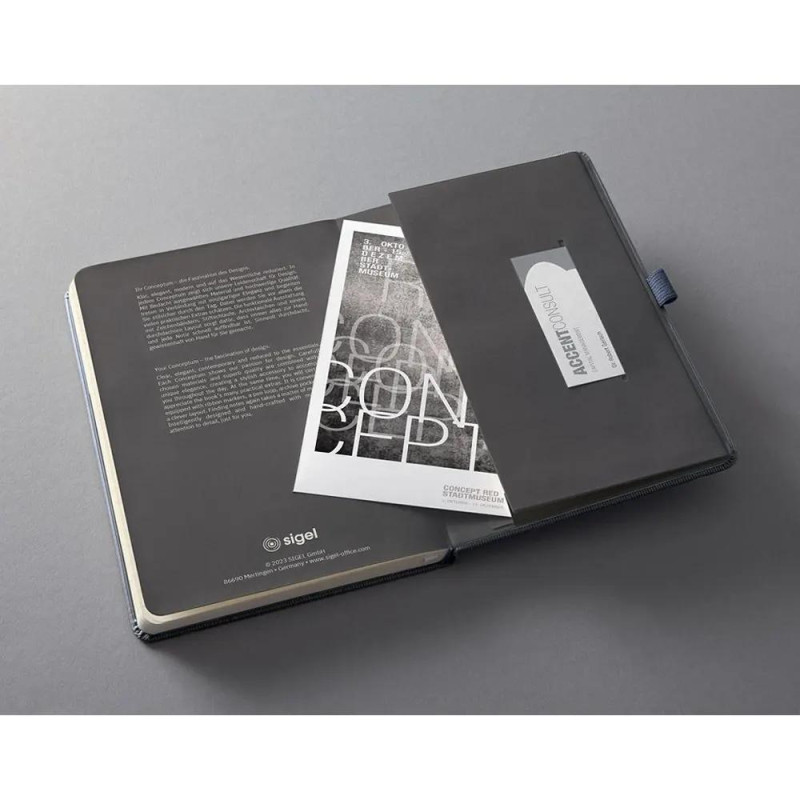 Бележник Sigel - Conceptum, A5, линиран, с твърди корици, сив
