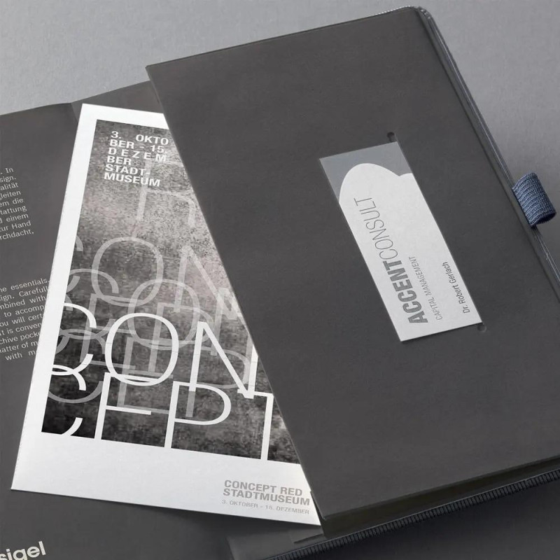 Бележник Sigel - Conceptum, A5, линиран, с твърди корици, сив