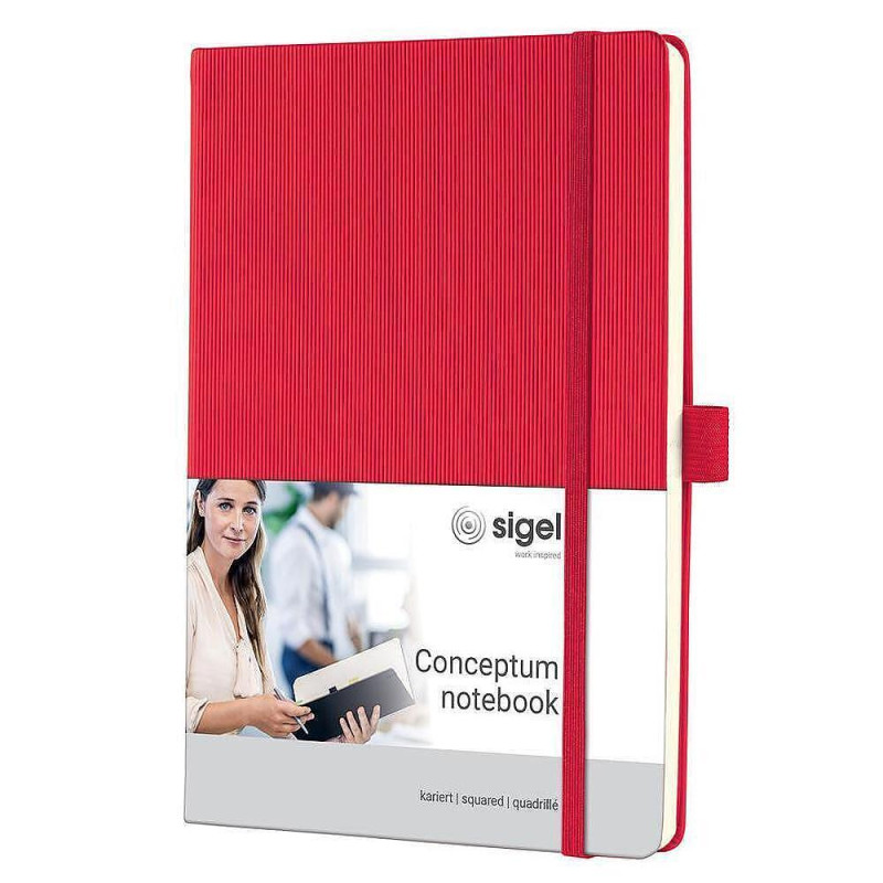 Бележник Sigel - Conceptum, A5, на квадрати, твърди корици, червен
