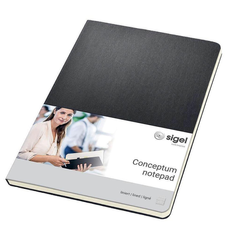 Бележник Sigel - Conceptum, A5, на редове, меки корици, черен