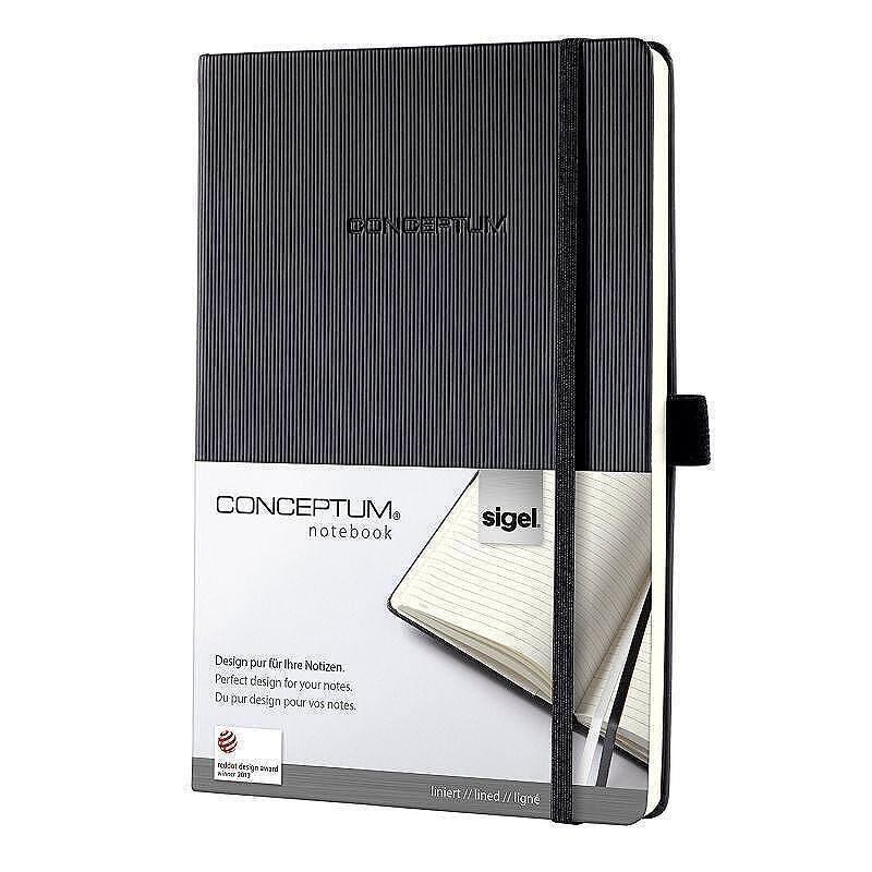 Бележник Sigel - CONCEPTUM, A5, на редове, твърди корици, черен