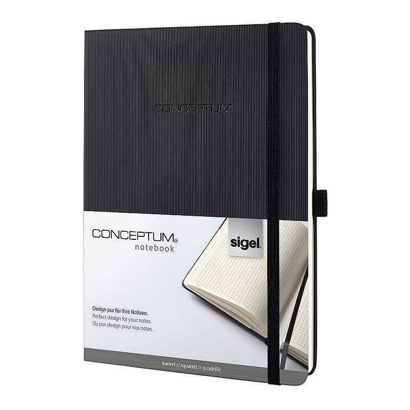 Бележник Sigel - CONCEPTUM, B5, на квадрати, твърда корица, черен