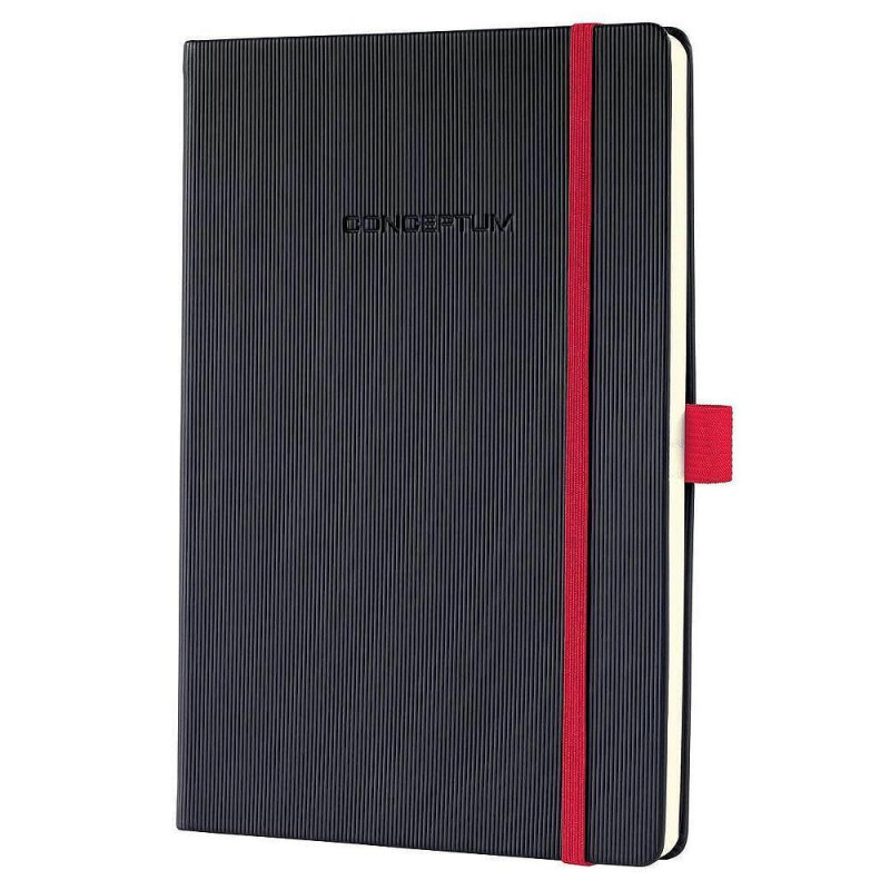 Бележник Sigel - Conceptum Red Edition, A5, на квадрати, твърди корици, черен