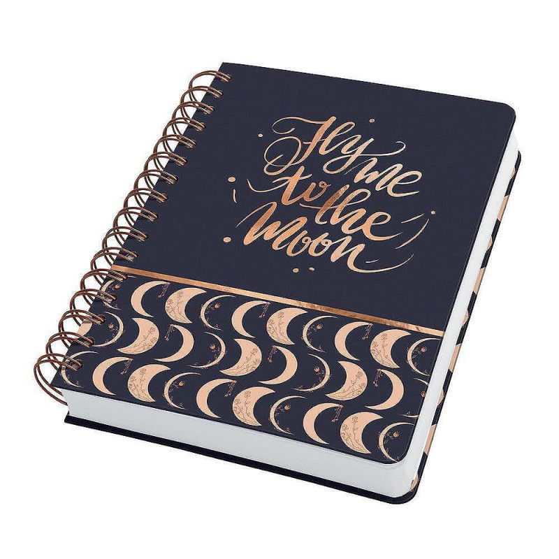 Бележник Sigel - Jolie Fly Me To The Moon, A5, твърди корици, спирала