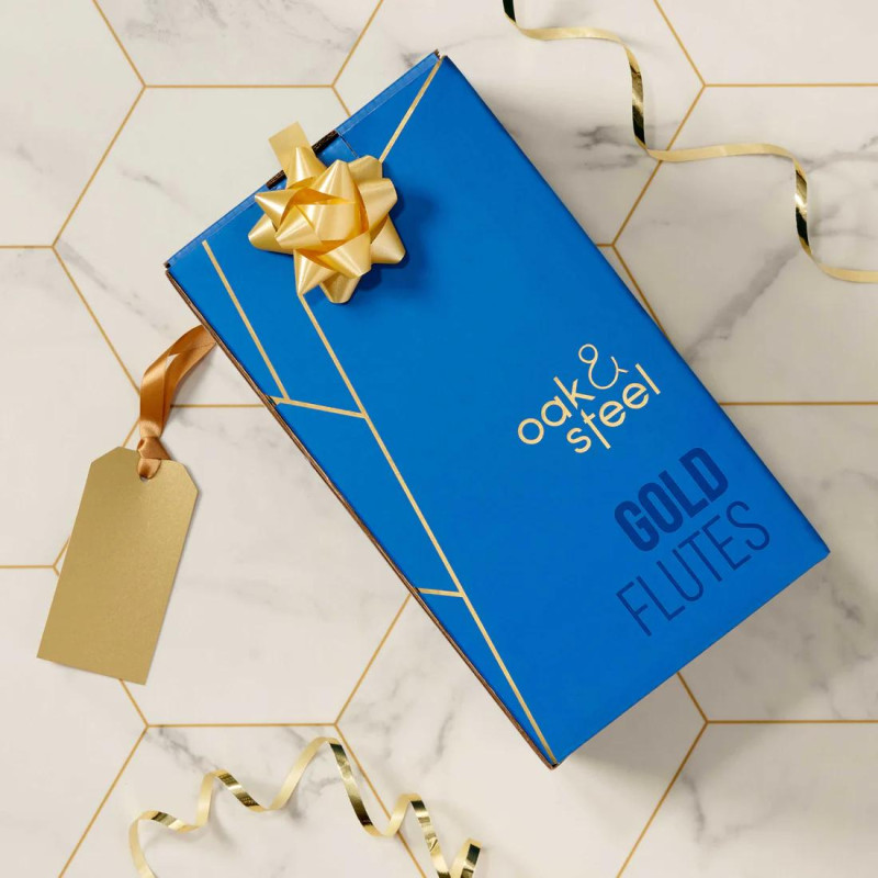 Чаши за вино Oak&Steel - Gold Flutes, 4x285мл златисти