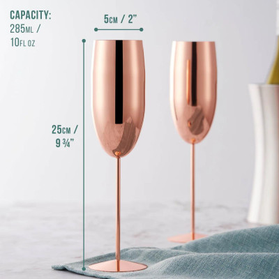 Чаши за вино Oak&Steel - Rose Gold Flutes, 4x285мл розово злато