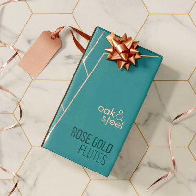 Чаши за вино Oak&Steel - Rose Gold Flutes, 4x285мл розово злато