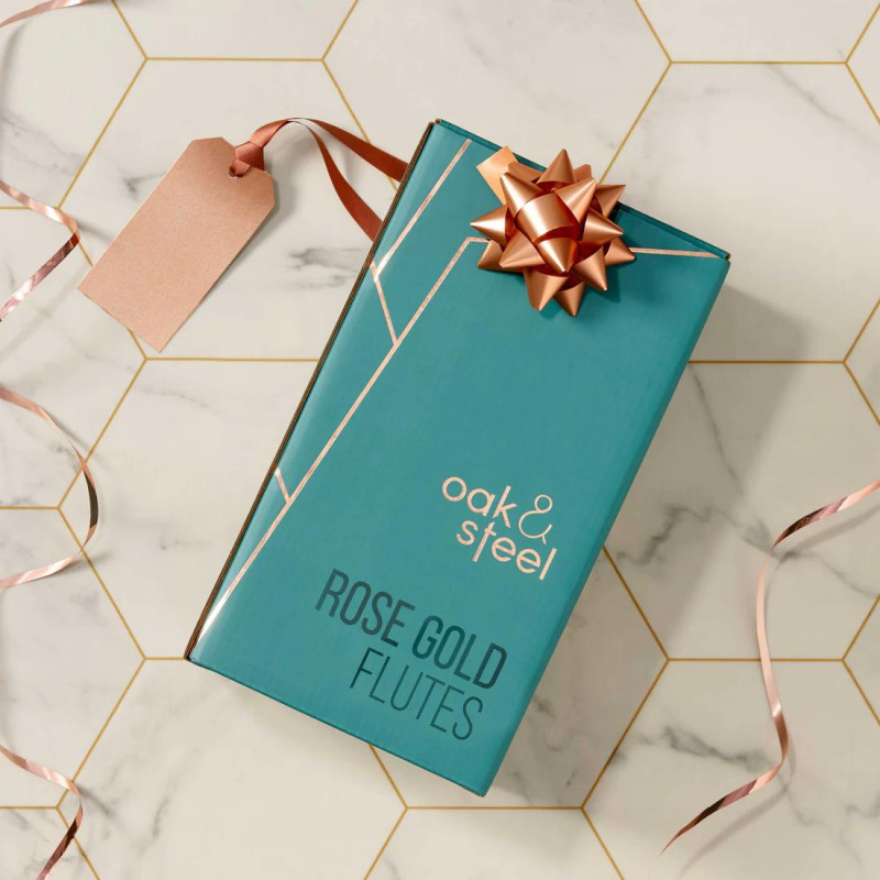 Чаши за вино Oak&Steel - Rose Gold Flutes, 4x285мл розово злато