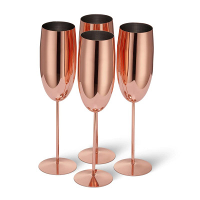 Чаши за вино Oak&Steel - Rose Gold Flutes, 4x285мл розово злато