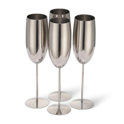 Чаши за вино Oak&Steel - Silver Flutes, 4x285мл сребристи